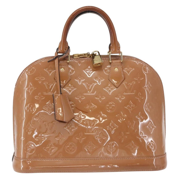 LOUIS VUITTON Monogram Vernis Alma PM Hand Bag Rose Velours M91583 Auth 154840