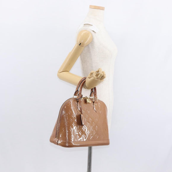 LOUIS VUITTON Monogram Vernis Alma PM Hand Bag Rose Velours M91583 Auth 154840