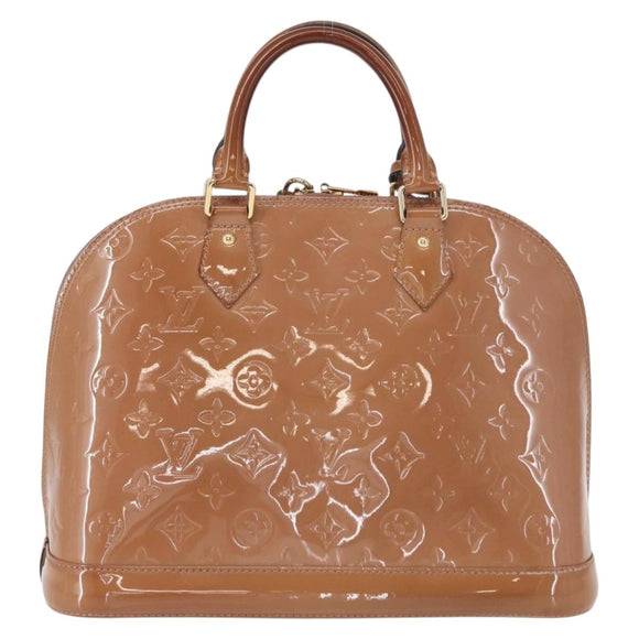 LOUIS VUITTON Monogram Vernis Alma PM Hand Bag Rose Velours M91583 Auth 154840
