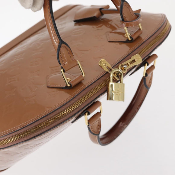LOUIS VUITTON Monogram Vernis Alma PM Hand Bag Rose Velours M91583 Auth 154840