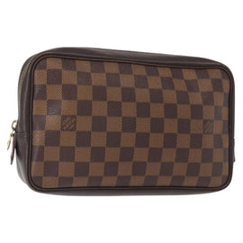 LOUIS VUITTON Damier Ebene Trousse Toilette 25 Clutch Bag N47624 LV Auth 154853