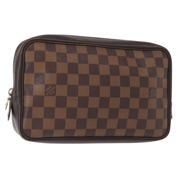 LOUIS VUITTON Damier Ebene Trousse Toilette 25 Clutch Bag N47624 LV Auth 154853