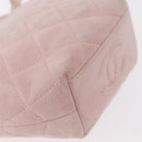 CHANEL Matelasse Hand Bag Suede Pink Gold CC Auth 154898-12