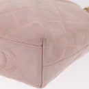 CHANEL Matelasse Hand Bag Suede Pink Gold CC Auth 154898-13