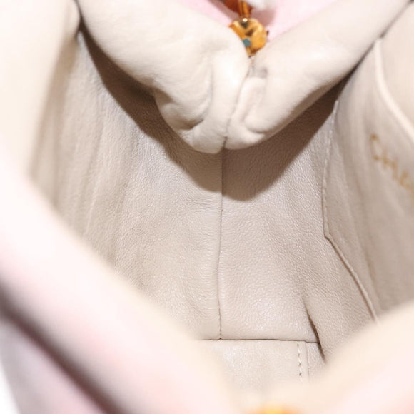 CHANEL Matelasse Hand Bag Suede Pink Gold CC Auth 154898A