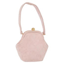 CHANEL Matelasse Hand Bag Suede Pink Gold CC Auth 154898A-1