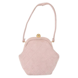 CHANEL Matelasse Hand Bag Suede Pink Gold CC Auth 154898A - 0