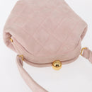 CHANEL Matelasse Hand Bag Suede Pink Gold CC Auth 154898-6