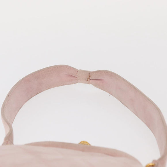 CHANEL Matelasse Hand Bag Suede Pink Gold CC Auth 154898A