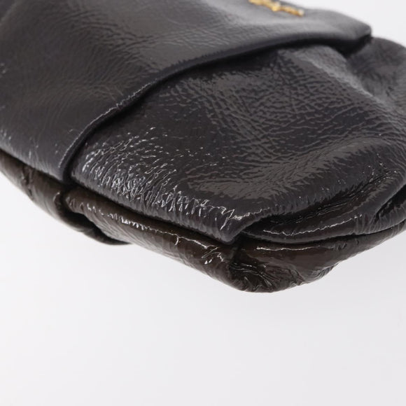 PRADA Pouch Enamel Purple Gold Auth 154899