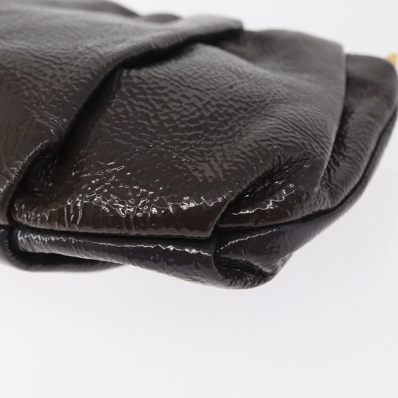 PRADA Pouch Enamel Purple Gold Auth 154899