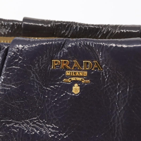 PRADA Pouch Enamel Purple Gold Auth 154899