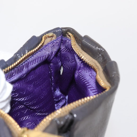 PRADA Pouch Enamel Purple Gold Auth 154899
