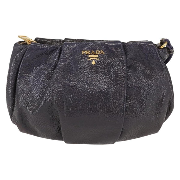 PRADA Pouch Enamel Purple Gold Auth 154899