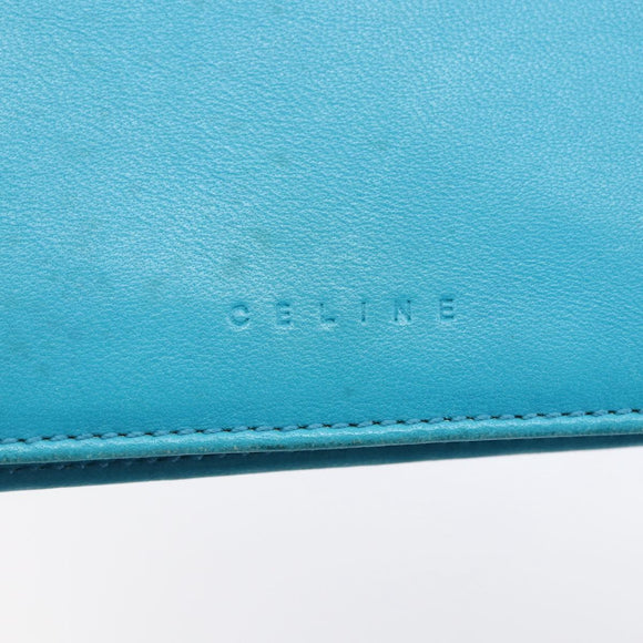 CELINE Shoulder Bag Leather Blue Silver Auth 154900