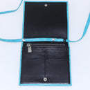 CELINE Shoulder Bag Leather Blue Silver Auth 154900-10