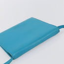 CELINE Shoulder Bag Leather Blue Silver Auth 154900-6