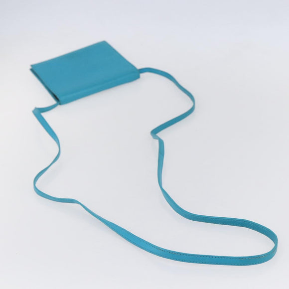 CELINE Shoulder Bag Leather Blue Silver Auth 154900