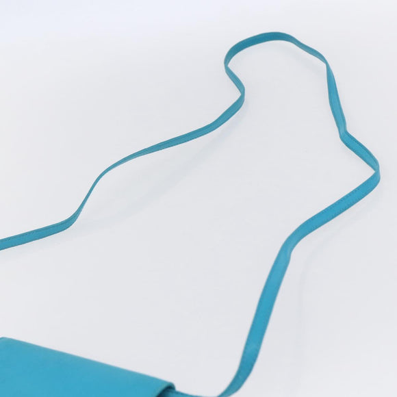 CELINE Shoulder Bag Leather Blue Silver Auth 154900