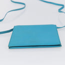 CELINE Shoulder Bag Leather Blue Silver Auth 154900-5