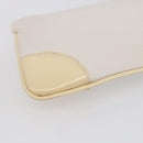 CHANEL Camelia Pouch Leather Ivory Gold CC Auth 154902-10