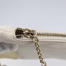 CHANEL Camelia Pouch Leather Ivory Gold CC Auth 154902-13