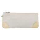 CHANEL Camelia Pouch Leather Ivory Gold CC Auth 154902-2