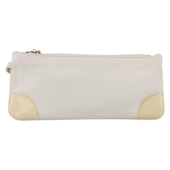 CHANEL Camelia Pouch Leather Ivory Gold CC Auth 154902