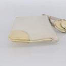 CHANEL Camelia Pouch Leather Ivory Gold CC Auth 154902-4