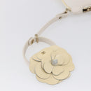 CHANEL Camelia Pouch Leather Ivory Gold CC Auth 154902-6