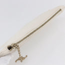 CHANEL Camelia Pouch Leather Ivory Gold CC Auth 154902-7