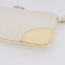 CHANEL Camelia Pouch Leather Ivory Gold CC Auth 154902-9