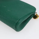 CHANEL COCO Mark Pouch Caviar Skin Green Gold CC Auth 154903-15