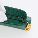 CHANEL COCO Mark Pouch Caviar Skin Green Gold CC Auth 154903-8
