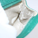 CHANEL COCO Mark Pouch Caviar Skin Green Gold CC Auth 154903-11