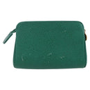 CHANEL COCO Mark Pouch Caviar Skin Green Gold CC Auth 154903-2