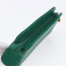 CHANEL COCO Mark Pouch Caviar Skin Green Gold CC Auth 154903-5