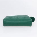 CHANEL COCO Mark Pouch Caviar Skin Green Gold CC Auth 154903-6