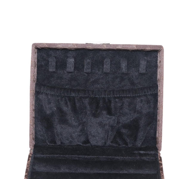 CELINE C Macadam Canvas Jewelry Box Brown Silver Auth 154905V