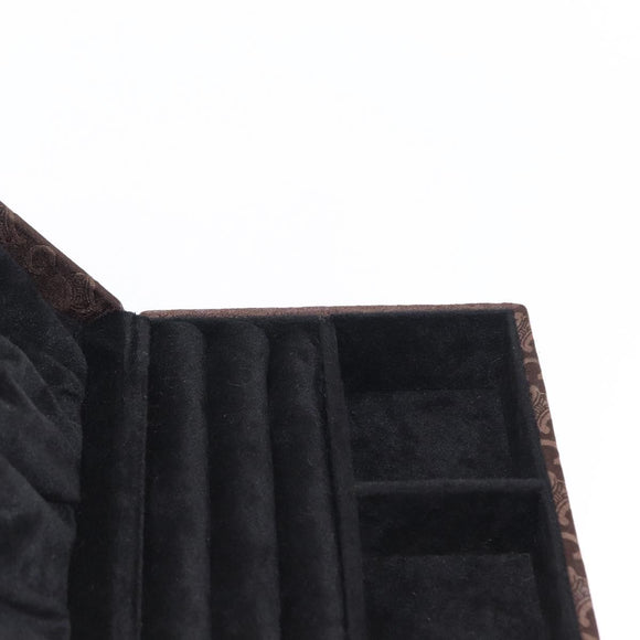 CELINE C Macadam Canvas Jewelry Box Brown Silver Auth 154905V