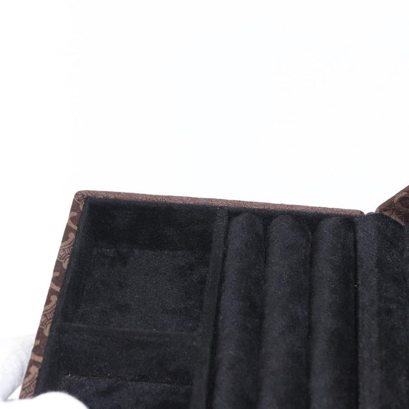 CELINE C Macadam Canvas Jewelry Box Brown Silver Auth 154905V
