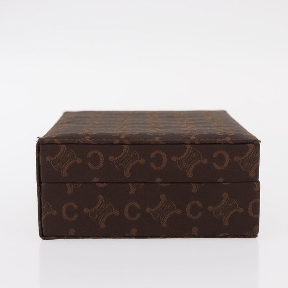 CELINE C Macadam Canvas Jewelry Box Brown Silver Auth 154905V