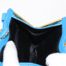 CHANEL Matelasse COCO Mark Pouch Lamb Skin Blue Gold CC Auth 154906-15