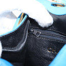 CHANEL Matelasse COCO Mark Pouch Lamb Skin Blue Gold CC Auth 154906-17