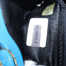 CHANEL Matelasse COCO Mark Pouch Lamb Skin Blue Gold CC Auth 154906-19