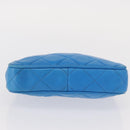 CHANEL Matelasse COCO Mark Pouch Lamb Skin Blue Gold CC Auth 154906-7