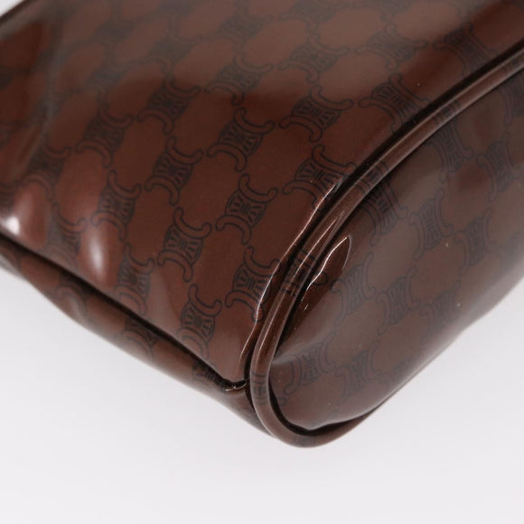 CELINE Macadam Canvas Handtas PVC Bruin Zwart Auth 154907