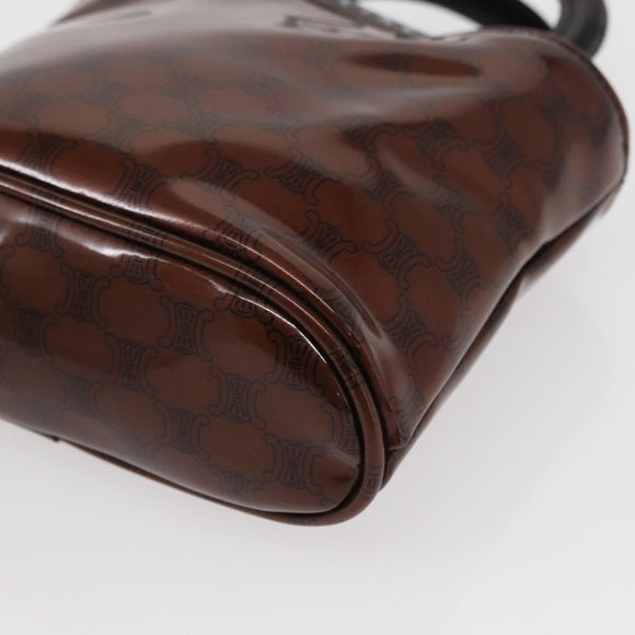 CELINE Macadam Canvas Hand Bag PVC Brown Black Auth 154907