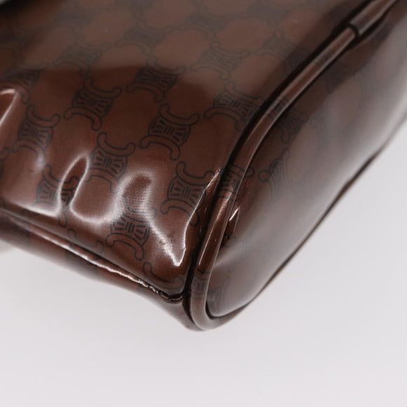 CELINE Macadam Canvas Handtas PVC Bruin Zwart Auth 154907