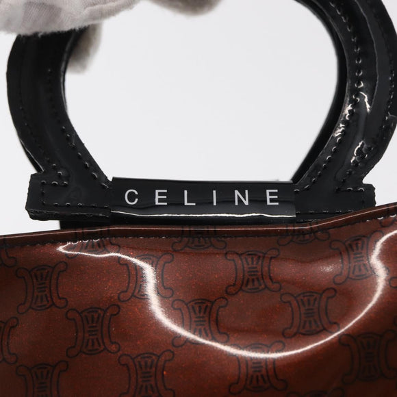 CELINE Macadam Canvas Handtas PVC Bruin Zwart Auth 154907